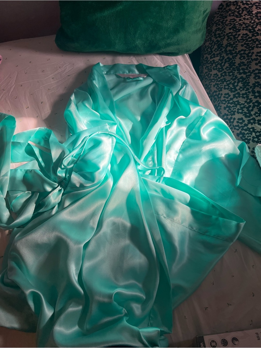 Victoria's Secret Aqua Satin Wrap Maxi Dress